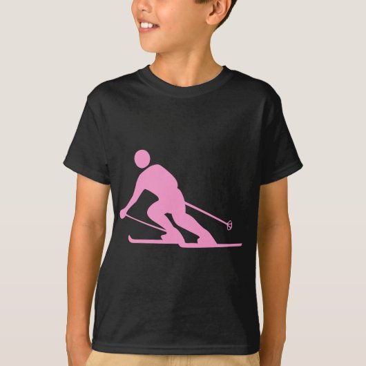 Skifahren - Rosa T-Shirt (Vorderseite)