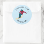 Skifahren Runder Aufkleber (Tasche)