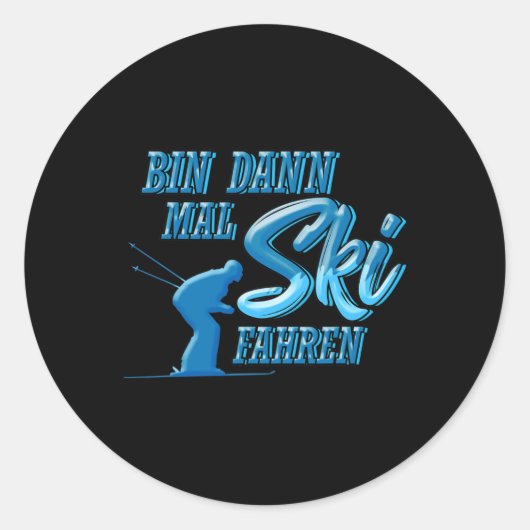 Skifahren Runder Aufkleber (Vorderseite)