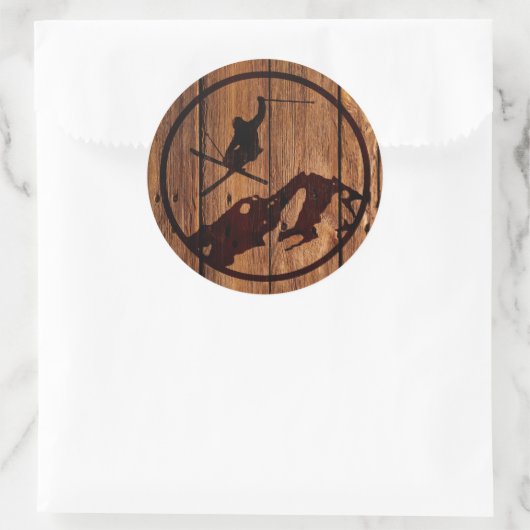 Skifahren Runder Aufkleber (Tasche)