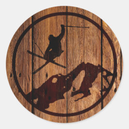 Skifahren Runder Aufkleber