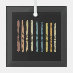 Skifahren - Sammlung von Skischulen Ornament Aus Glas