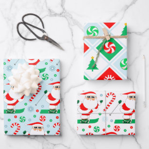 Skifahren Schnee Skifahrer Urlaub Geschenk Geschenkpapier Set