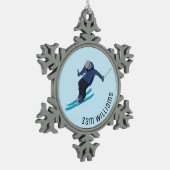 Skifahren Schneeflocken Zinn-Ornament (Links)