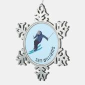 Skifahren Schneeflocken Zinn-Ornament (Rechts)