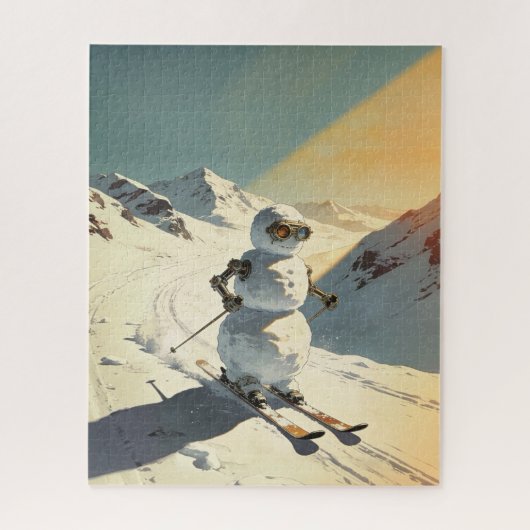 Skifahren Schneemann  Puzzle (Vertikal)