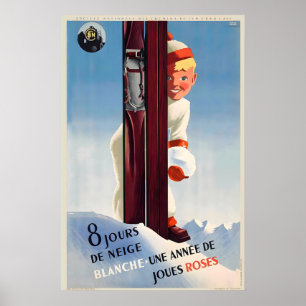 Skifahren Schweiz Frankreich Österreichische Berge Poster