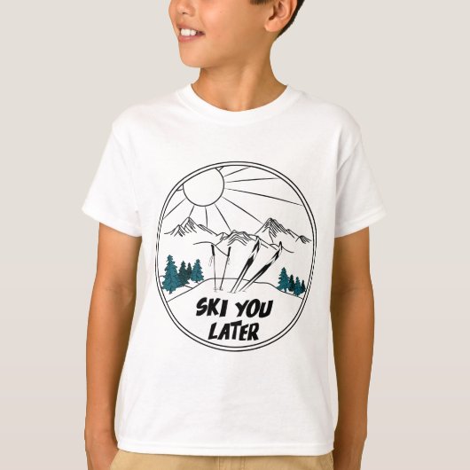 Skifahren Sie später in einem sonnigen Ski Pub T-Shirt (Vorderseite)