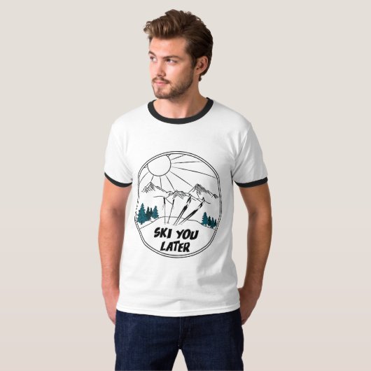 Skifahren Sie später in einem sonnigen Ski Pub T-Shirt (Vorne ganz)