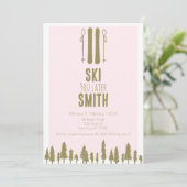 Skifahren Sie später Winter Junggeselinnen-Abschie Einladung (Stehend Vorderseite)