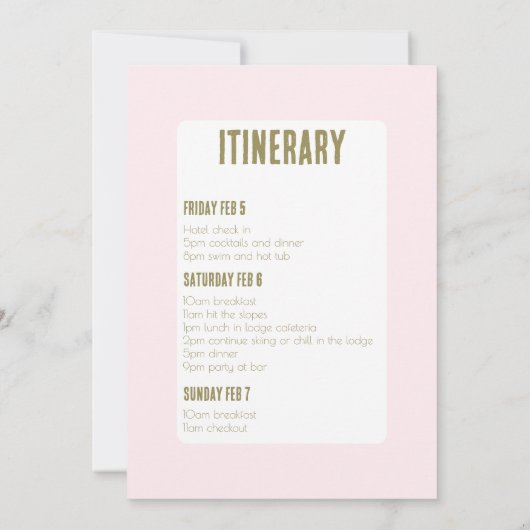 Skifahren Sie später Winter Junggeselinnen-Abschie Einladung (Rückseite)