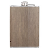 Skifahren-Silhouette graviert auf hölzernem Flachmann (Rückseite)