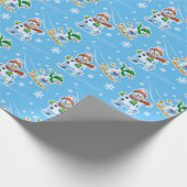 Skifahren Skaten Snowmen mattes Pulver blau Geschenkpapier (Ecke)