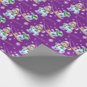 Skifahren-Skaten Snowmen-Mattlila Geschenkpapier (Ecke)
