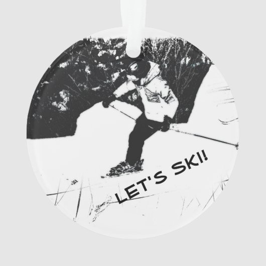 Skifahren - Ski fahren! Keramik Ornament (Rückseite)