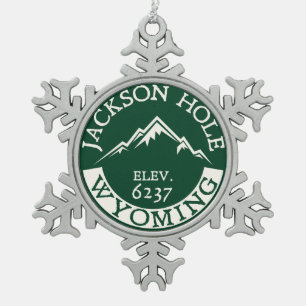 Skifahren Ski-Jackson Hole Wyoming Schneeflocken Zinn-Ornament