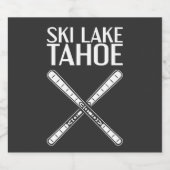 Skifahren - Ski Lake Tahoe Bierflaschenetikett (Einzelnes Label)