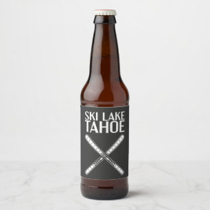 Skifahren - Ski Lake Tahoe Bierflaschenetikett