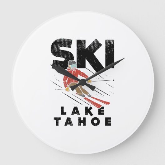 Skifahren - Ski Lake Tahoe Große Wanduhr (Vorderseite)