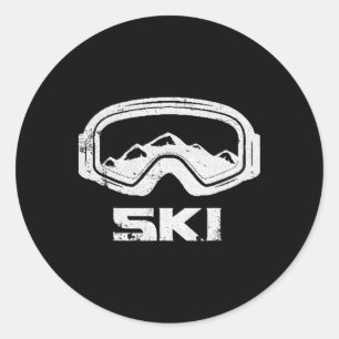 Skifahren Ski Schnee Berg Winter Skifahrer Tee Per Runder Aufkleber