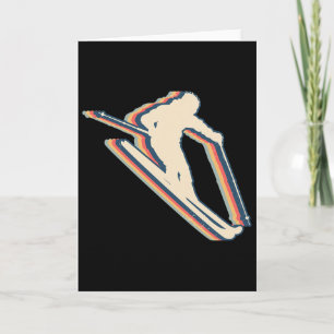 Skifahren Ski Skifahrer Retro-Linienkunst  Karte
