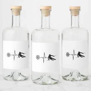 Skifahren - Skifahren Herzschlag Skiverleih Alkoholflaschenetikett