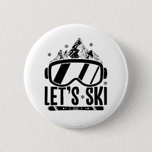 Skifahren Skifahrer Après Ski Geschenk Button