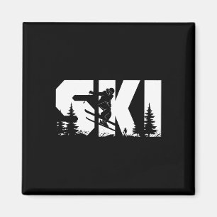 Skifahren Skifahrer Fett Ski Silhouette Extrem Win Magnet