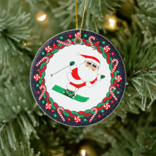 Skifahren Skifahrer Urlaub Geschenk Keramik Ornament