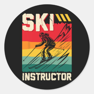 Skifahren Skilehrer Skipiste Lustiger Trainer _1 Runder Aufkleber