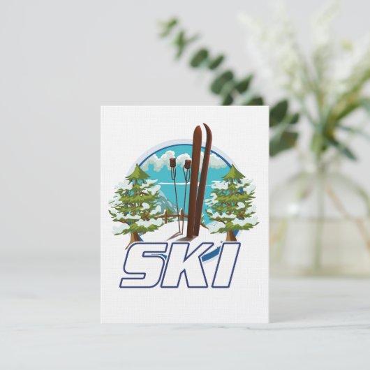 Skifahren, Skiposter-Logo. (Stehend Vorderseite)