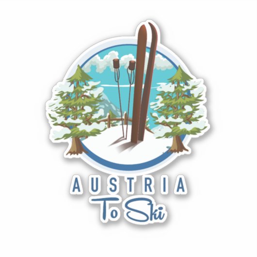 Skifahren, Skiposter-Logo. Aufkleber (Vorderseite)