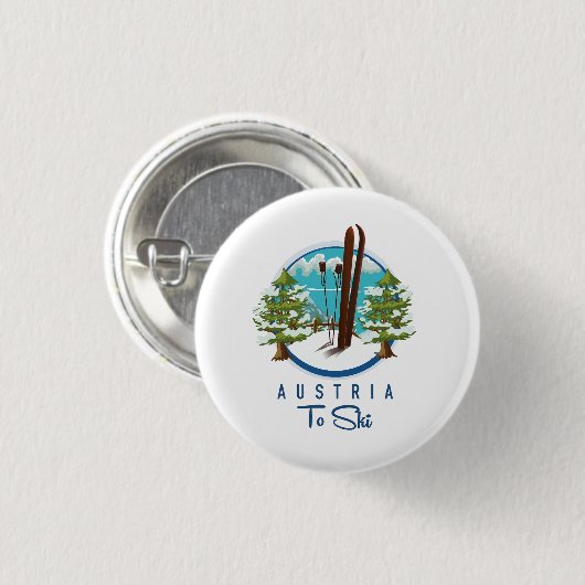 Skifahren, Skiposter-Logo. Button (Vorne & Hinten)