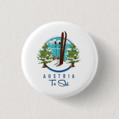 Skifahren, Skiposter-Logo. Button (Vorderseite)