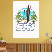 Skifahren, Skiposter-Logo. Leinwanddruck (Insitu (Wohnzimmer))
