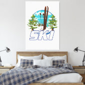 Skifahren, Skiposter-Logo. Leinwanddruck (Insitu (Schlafzimmer))
