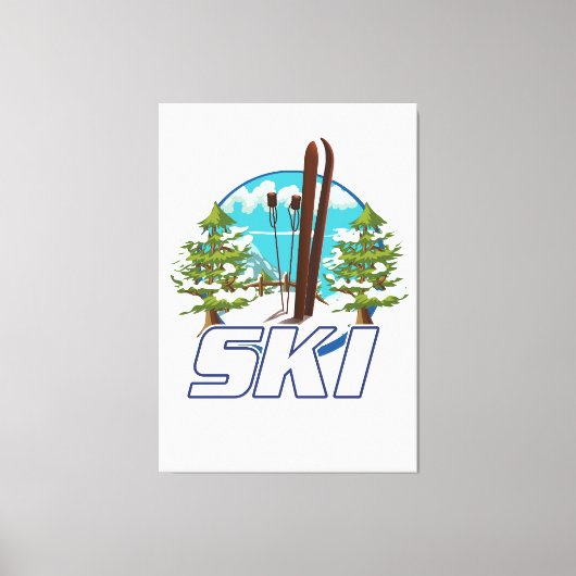 Skifahren, Skiposter-Logo. Leinwanddruck (Vorderseite)
