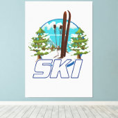 Skifahren, Skiposter-Logo. Leinwanddruck (Insitu (Holzboden))