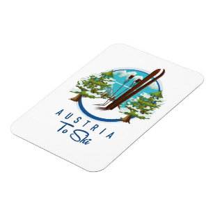 Skifahren, Skiposter-Logo. Magnet