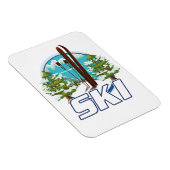 Skifahren, Skiposter-Logo. Magnet (Rechte Seite)