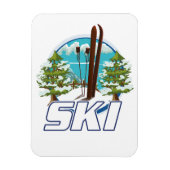 Skifahren, Skiposter-Logo. Magnet (Vertikal)