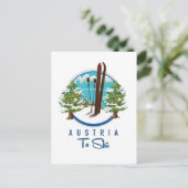 Skifahren, Skiposter-Logo. Postkarte (Stehend Vorderseite)
