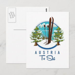 Skifahren, Skiposter-Logo. Postkarte