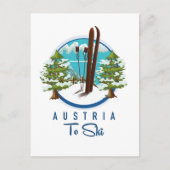 Skifahren, Skiposter-Logo. Postkarte (Vorderseite)