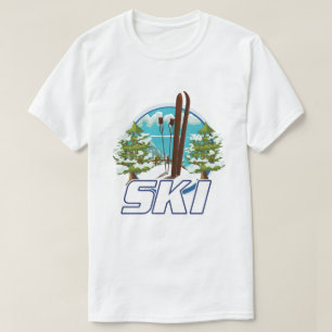 Skifahren, Skiposter-Logo. T-Shirt
