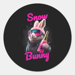 Skifahren Snow Bunny Après-Ski Runder Aufkleber