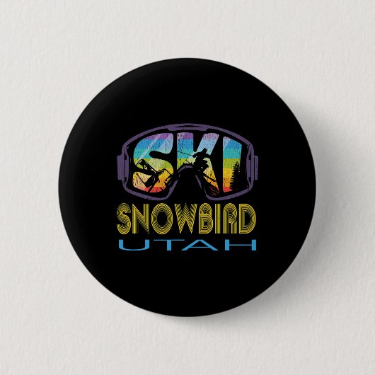 Skifahren Snowbird Utah Skiurlaub Button (Vorderseite)