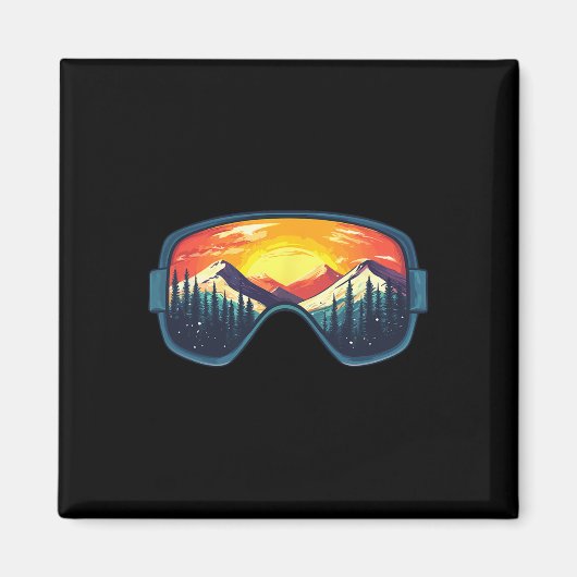 Skifahren Snowboard Ski Berge Magnet (Vorne)