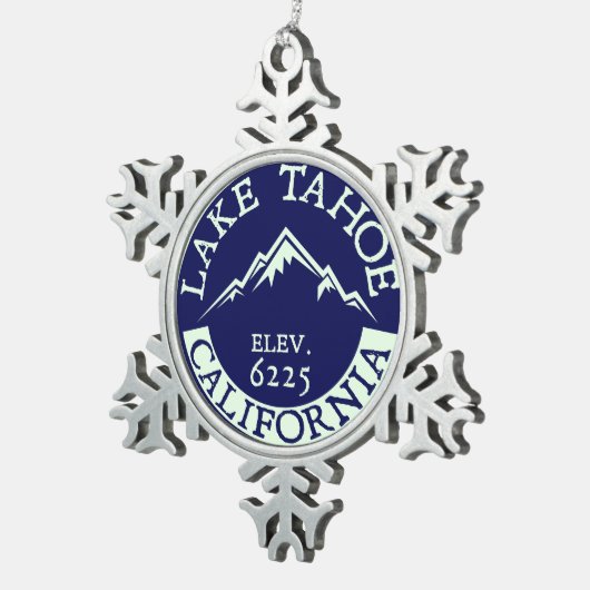 Skifahren-Snowboarding-Ski Lake Tahoe Kalifornien Schneeflocken Zinn-Ornament (Rechts)