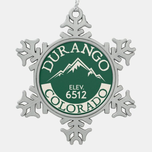 Skifahren-Snowboarding-Ski-Wanderung Durangos Schneeflocken Zinn-Ornament (Vorderseite)